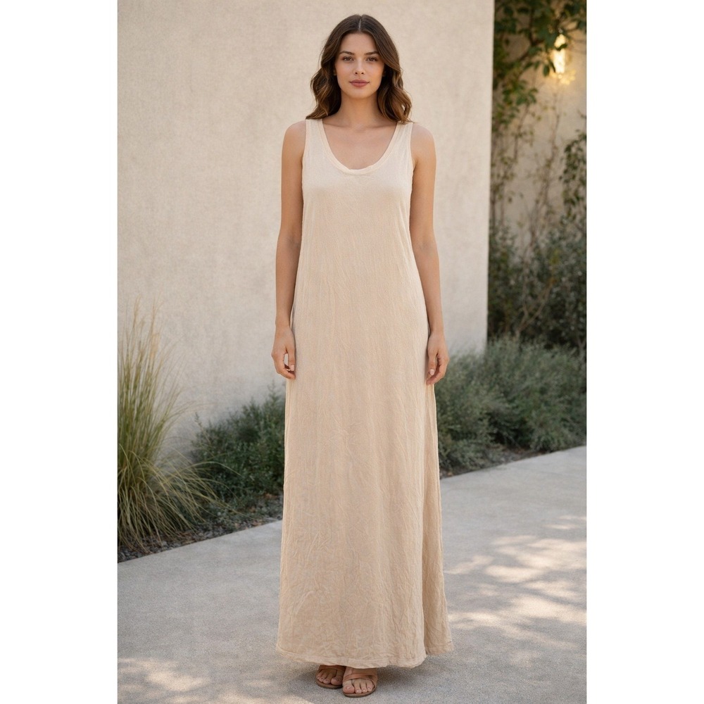 FLAX  by Jeanne Engelhart Maxi Dress Lagenlook Cottagecore Boho‎ Size S Stretch